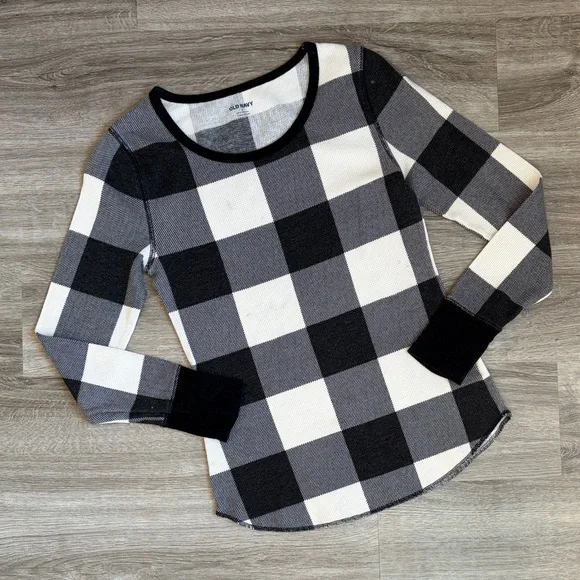 Old Navy black/white plaid pajama top - Picture 1 of 3